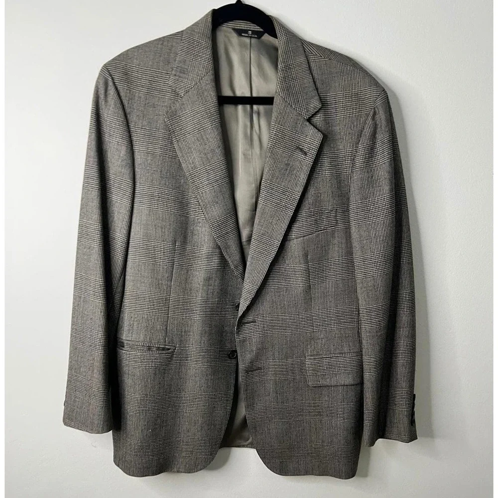 Polo University Club Ralph Lauren Blazer Grey Glen Plaid Wool Sport Coat 42R